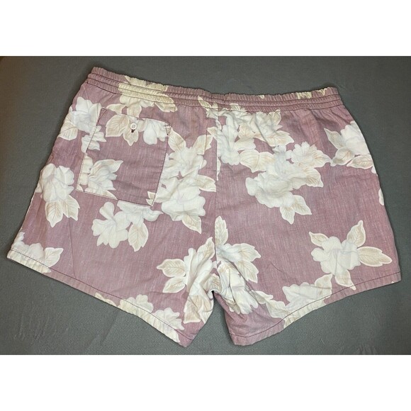 Barefoot In Paradise Womens Shorts‎ Large Light Burgundy Floral Aloha Hawaiian - Picture 6 of 7